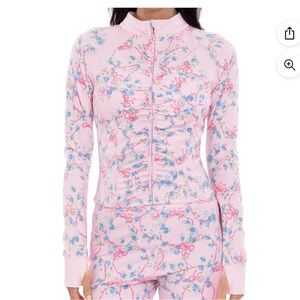 Shabby Chic Pink Floral Zip-Front Top